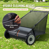 Push Lawn Sweeper 26in Leaf and Grass Collector Rubber Wheels Heavy Duty Steel with Large Capacity 7 cu ft Mesh Bag 4 Spinning Brushes